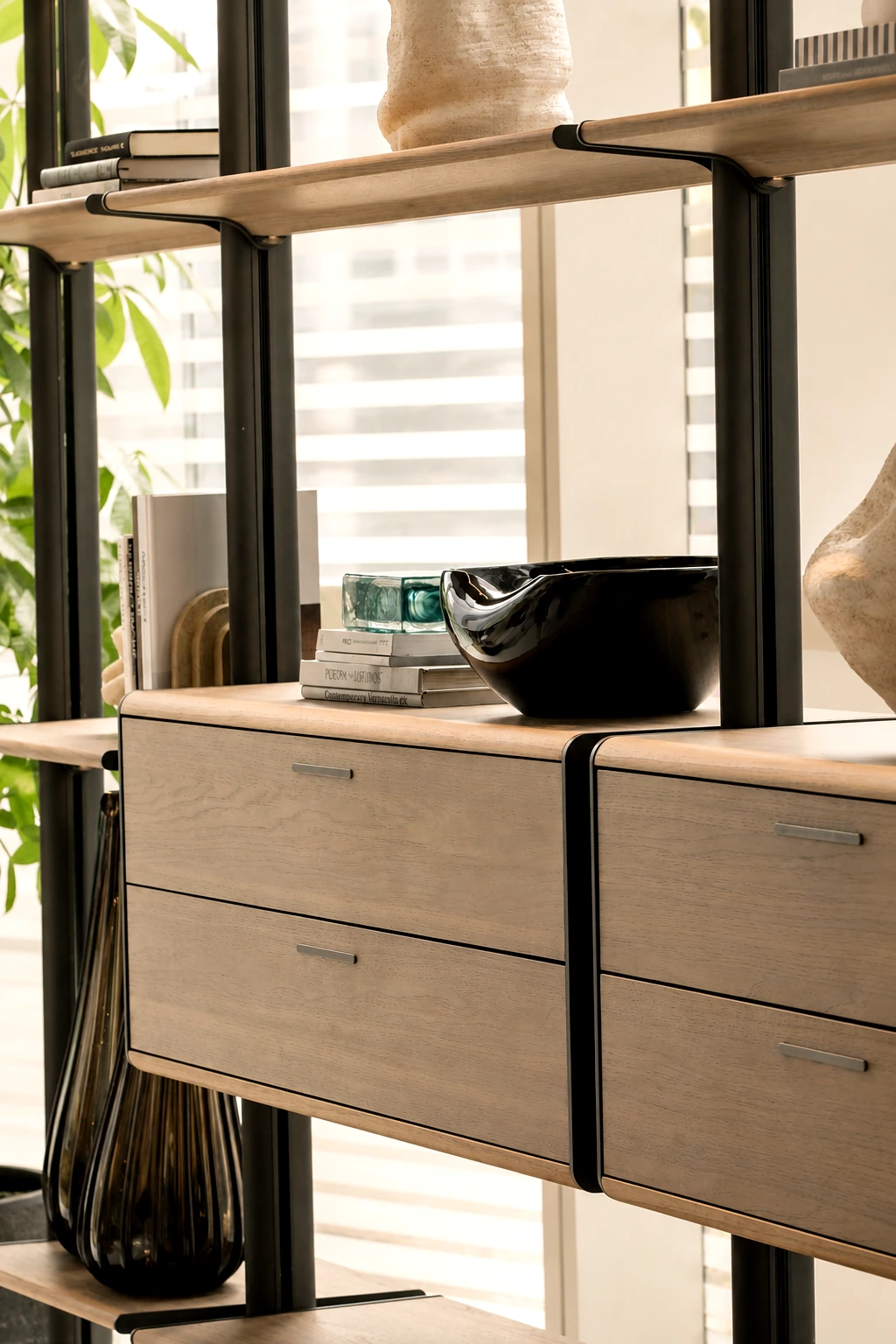 MODHOME Living System living room cabinetry and open shelving 3
