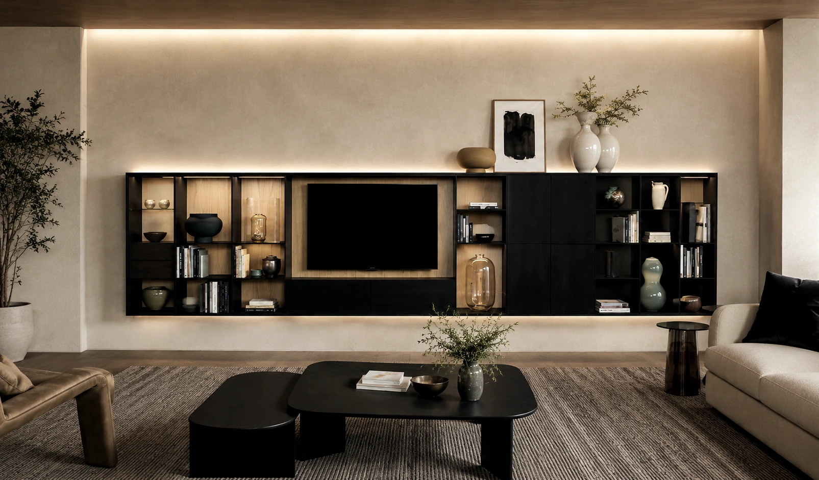 MODHOME Living System living room cabinetry and open shelving 6