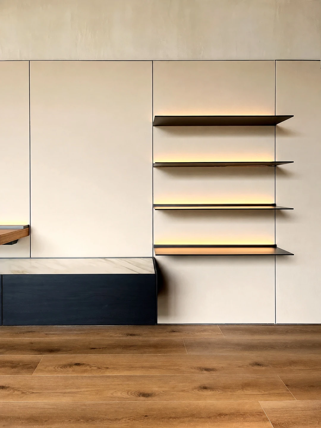 MODHOME Living System living room cabinetry and open shelving 15