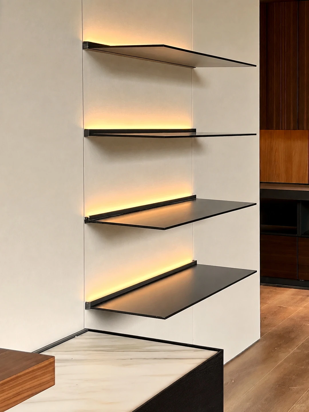 MODHOME Living System living room cabinetry and open shelving 16