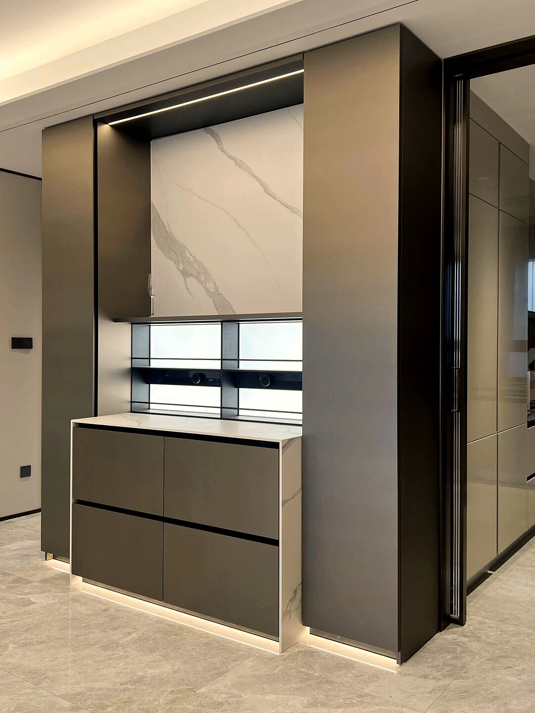 MODHOME Kitchen System island, tall units and integrated appliances 15