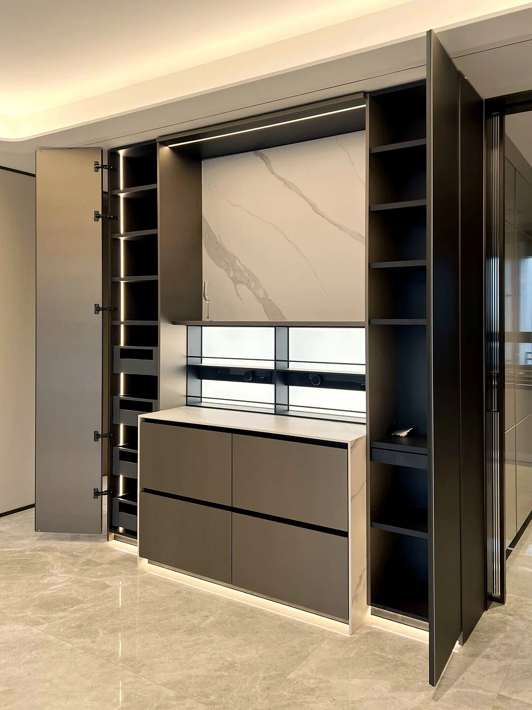 MODHOME Kitchen System island, tall units and integrated appliances 21