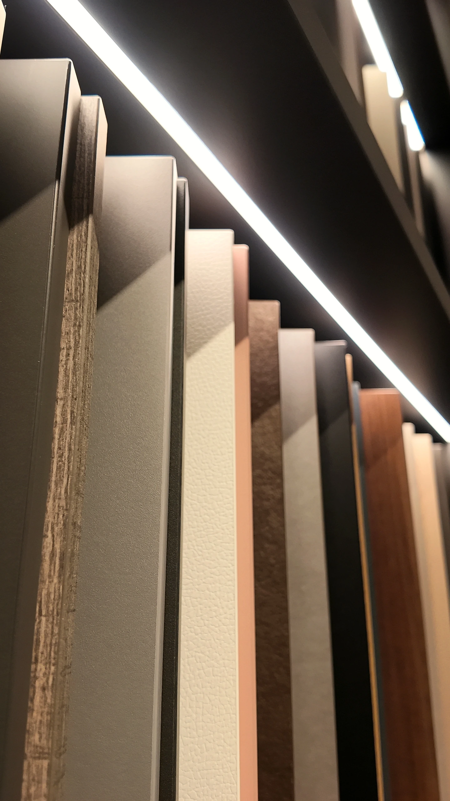 Material and finish samples on display at the MODHOME showroom
